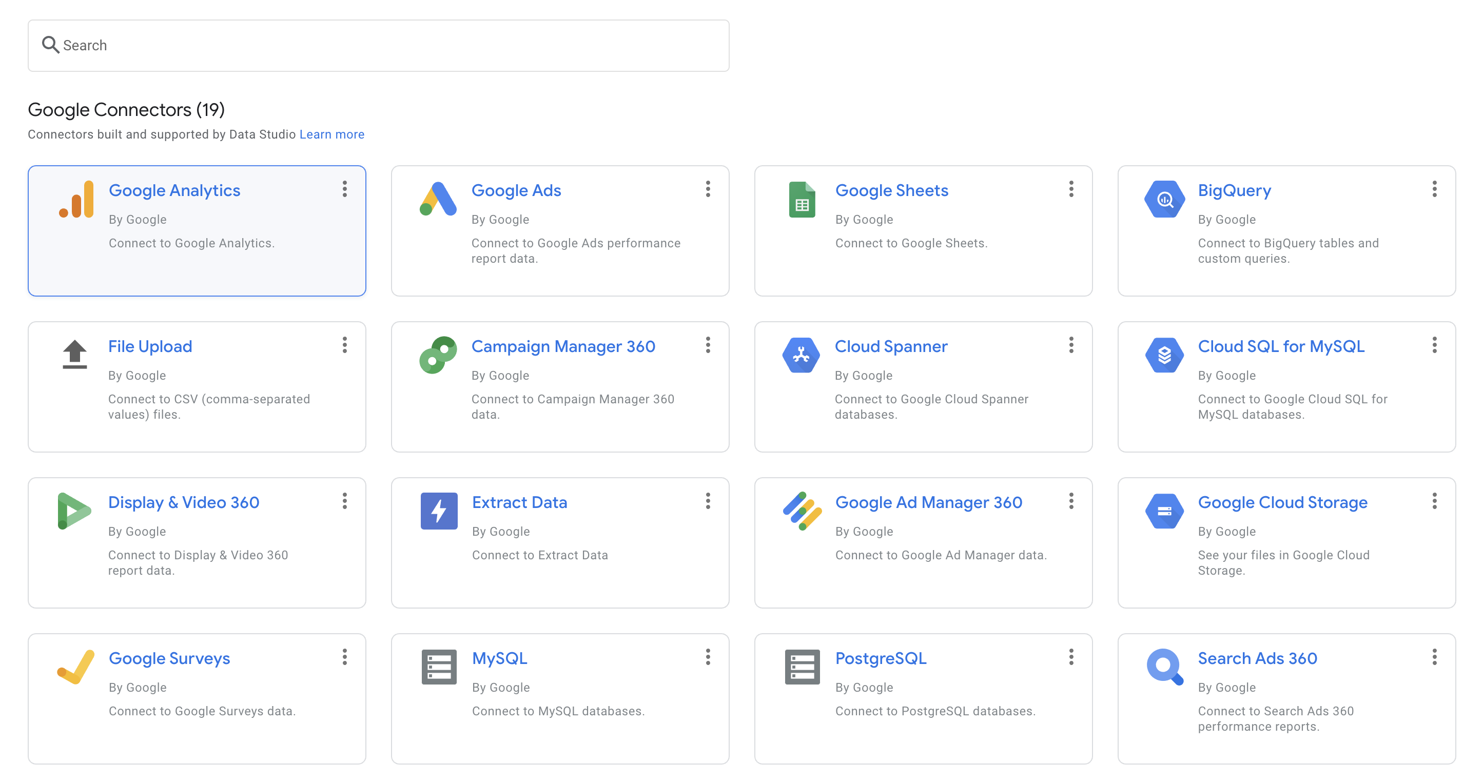 Image showing Google Analytics highlighted as a connector.